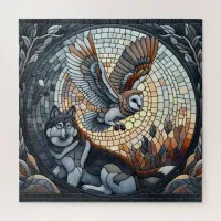 Owl and Wolf Mosaic Ai Art Jigsaw Puzzle