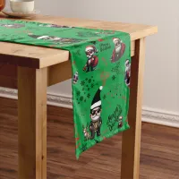 Cute Gangster Santa Merry Christmas on Green |     Long Table Runner