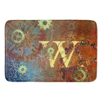 Personalized Steampunk Rusty Clockwork Gears  Bath Mat