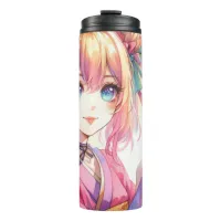 Anime Girl Holding a Butterfly Thermal Tumbler