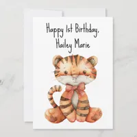 Personalized First Birthday Stuffed Toy Tiger  Card