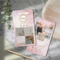 Pink & Gold Instagram 4 Photo Collage Double Sided Business Card