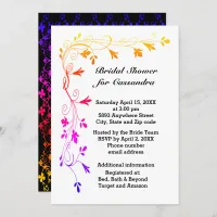 Colorful Floral Vines with Photo Bridal Shower Invitation