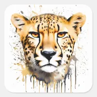 Cheetah Portrait Square Sticker