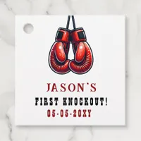 Red Rumble First Knockout Boxing Birthday Favor Tags