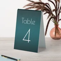 Teal Wedding Number Table Tent Sign