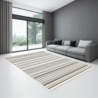 12x9 Brown Abstract Stripes Modern Indoor Rug