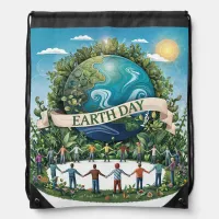 Earth Day Drawstring Bag