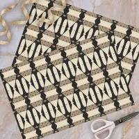 Ornamental Elegant Black & Beige Geometric Pattern Tissue Paper