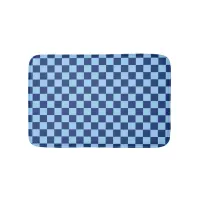 Blue Checker Pattern Bath Mat