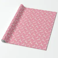 Pink Jumping Deer Christmas Wrapping Paper