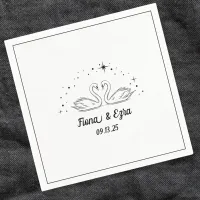 Timeless Romantic Swan & Stars Hand Drawn Wedding Napkins