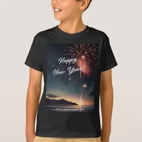 Joyful New Year Fireworks Script Typography Kids T-Shirt