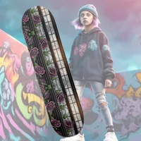 Purple roses by the window - gothic style  skateboard