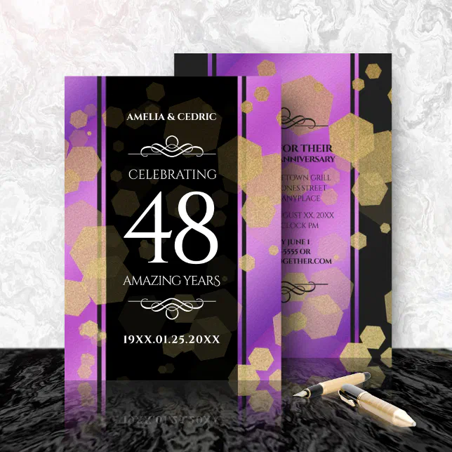 Elegant 48th Amethyst Wedding Anniversary Invitation