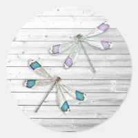 Purple and Teal  Blue Dragonfly Classic Round Sticker