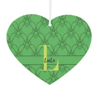 Green Hearts Pattern Monogram and Name Custom Air Freshener