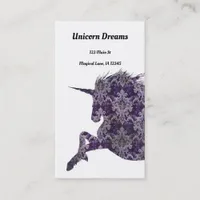 A Pretty Purple Boho Unicorn Business Card