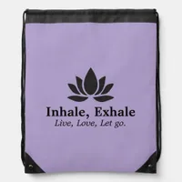 Tranquil Lotus: Inhale, Exhale Inspiration Drawstring Bag