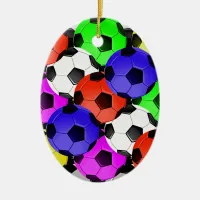 Multicolored American Soccer or Football Ceramic Ornament