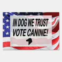 Vote Dog with American Flag Sign