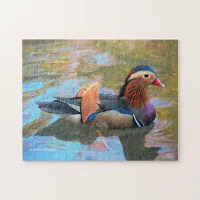 Beautiful Mandarin Duck in the Pond Jigsaw Puzzle