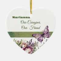 Purple Cottage Floral Caregiver Round Ornament