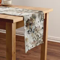 Exotic Dark Brown Spotted Animal Print Table Runne Short Table Runner