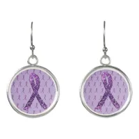 Purple Fibromyalgia Awareness Ribbon Earrings