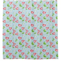 Fun Colorful Hearts and Flowers Shower Curtain