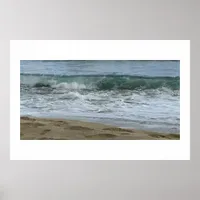 #5173 Beach Photography Rolling Wave Seafoam Sand Poster