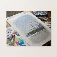 Santa Monica Pier Aquarelle Watercolor Painting Jigsaw Puzzle