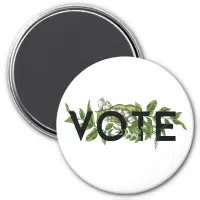 Vintage Greenery Floral Elegant Feminine Go Vote Magnet