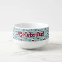 Fun Cupcake Celebration Oversized Blue Bowl