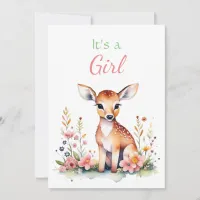 Baby Deer in Flowers Girl's Baby Shower Invitation