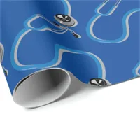 Bright Blue Hospital Doctor and Nurse Stethoscope Wrapping Paper