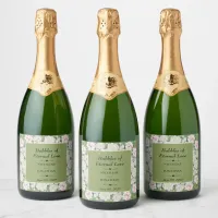 Elegant Floral Embrace Wedding Sparkling Wine Label