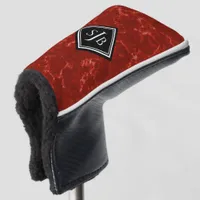 Elegant Red Marble Black Diamond Monogram Golf Head Cover