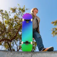 Diagonal Rainbow Gradient Blue to Green Skateboard