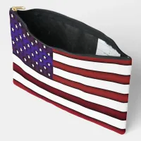 Modern Embossed American Flag Accessory Pouch