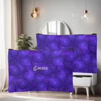 Purple planets, modern fractal pattern, custom accessory pouch