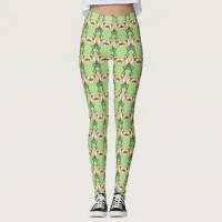 Candy Cane Green Christmas Leggings