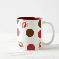 Sock Monkey Polka Dots Mug(Red&Brown) Two-Tone Coffee Mug