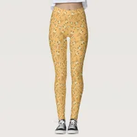 Summer Ice Cream Cone Pattern on Orange Leggings