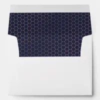 Chic Copper Rose Gold Navy Blue Geometric Pattern Envelope