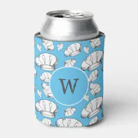 Baker Chef Hat Patterned Blue Monogrammed Can Cooler