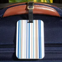 Blue white gold stripes Luggage Tag