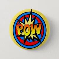 Pow Superhero Cartoon Button