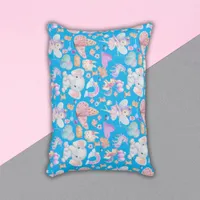 Watercolor Girly Whimsical on Blue | Accent Pillow