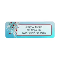 Winter Wedding Blue and Red Return Address Labels